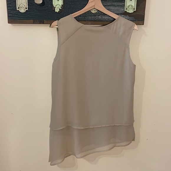 G by Giuliana Rancic Beige Neutral Sleeveless Layered Sheer Asymmetrical Top - Picture 12 of 16